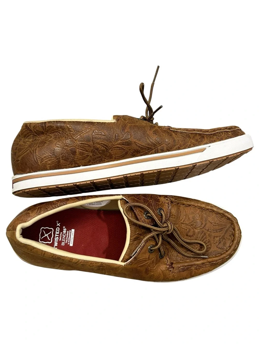 Twisted X Kicks Women’s Brown Embossed Leather Shoes 9.5M Butterfly Moc Toe